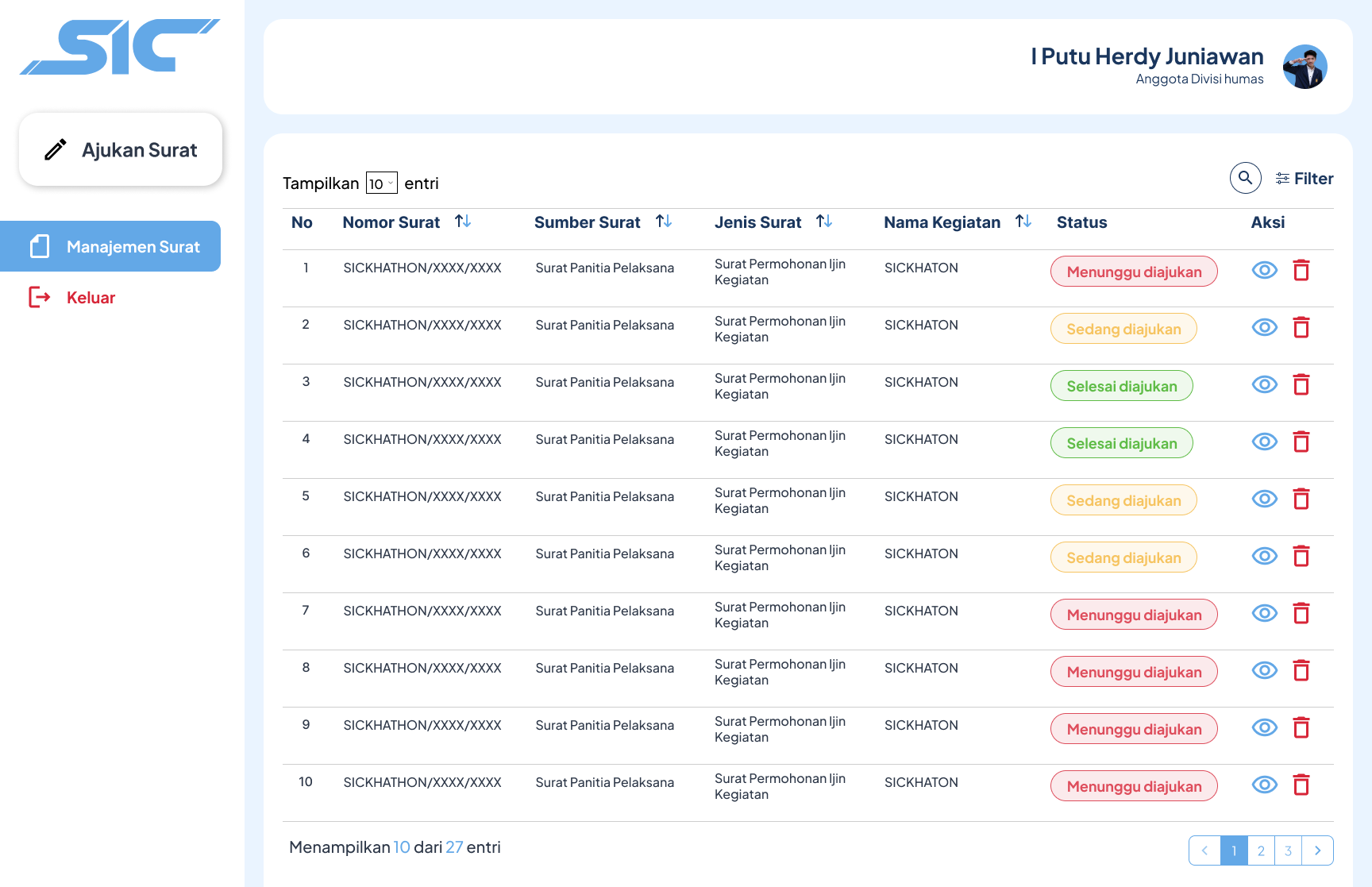 SIC Letter Management API